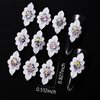 XEAOHESY 10pcs White Flower Nail Charms Flower Charms for Nails 3D Flower for Nails Inlay AB Rhinestones Acrylic Flowers for Nails Nail Art Accessories for Women(White)