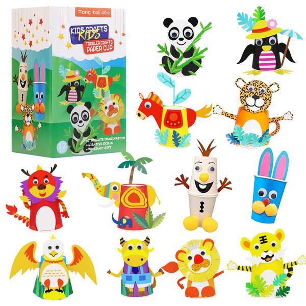 fangtaiabc Arts and Crafts for Kids Ages 4-8 .Arts and Craft Kit for Toddlers and Preschoolers Art Craft Gift for Kids- 12 Paper Cup Art Kit Toy for.3, 4,5.6.7.8Year Old Boys Girls Toddlers,