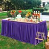 Partisky Purple Polyester Table Skirt for Rectangle Tables 6ft, Wrinkle Resistant Pleated Ruffle Table Cloth for Banquet Wedding Trade Baby Shower Display Gift Dining Table