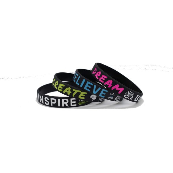 24 Pieces, Inspirational Wristbands with Positive Messages - Motivational Quote Message Bracelet for Gymnastics, Cheerleading, Party Favors & Women | Silicone Wholesale Bulk Bracelets