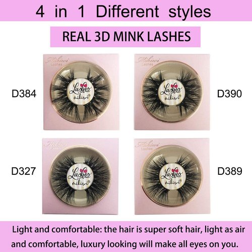 MIKIWI 3D Mink Lashes, Mink Lashes, Real Mink Lashes, Dramatic Eyelashes, Mink Lashes Strip, 5D Mink Lashes, Whosesale Mink lashes, Pack-4