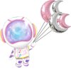 Pink Astronaut space balloon,Two the Moon Party supplies balloons pink moon shape balloons for girl space theme/Galaxy UFO party decor