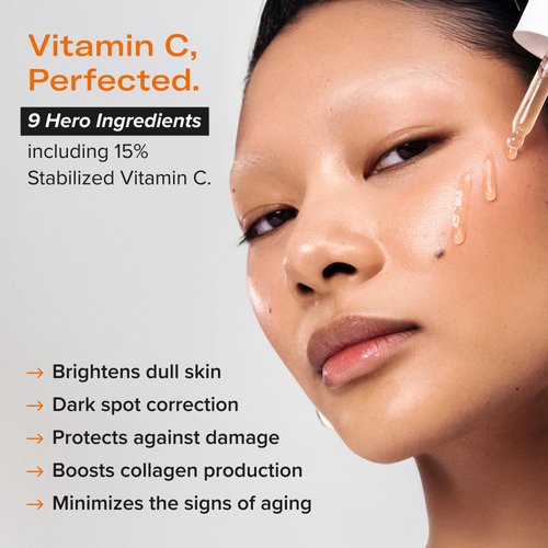 Serum Junkie BRIGHTEN 15% Stabilized Vitamin C Serum with Glutathione, Ferulic Acid, Hexylresorcinol, Kakadu Plum, Vitamin E, Brightening, Glowing Skin, Anti-Aging 1 fl oz