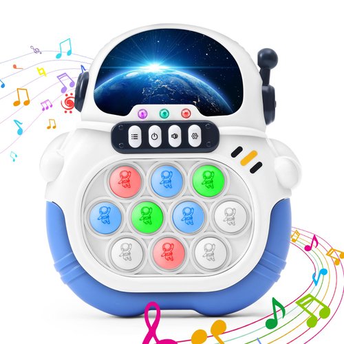 Quick Push Game Fidget Toys for Kids, Handheld Game Sensory Toys, Fast Push Bubble Game, Fast Push Light Up Game, Christmas Birthday Gifts for 3-12 Year Old Boys Girls (Blue)