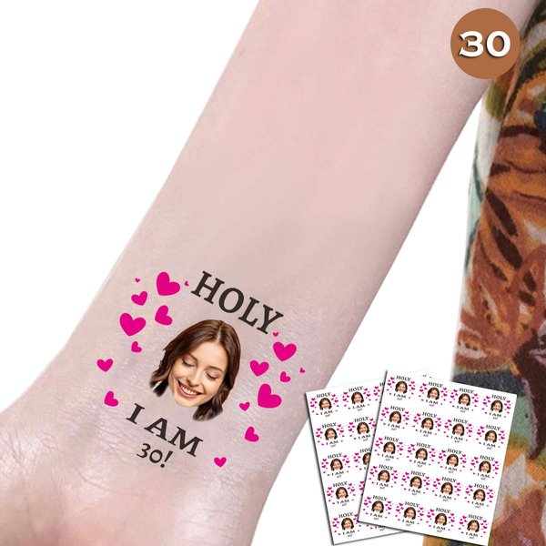kullder 30pcs 30th Birthday Party Custom Personalized Temporary Tattoos 30th Birthday For Her, For Him Birthday Tattoos Face Tattoo Thirty Af 30 Af Birthday Party Supplies Cheer 30th Birthday Party