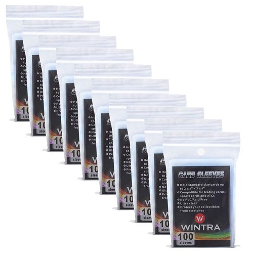 WINTRA 1000 Pack Transparent Penny Card Sleeves, 2-5/8 x 3-5/8'' Soft Protective Sleeves, Ultra Clear Baseball Card Sleeves, Soft Card Protectors for Trading Cards and Sports Cards