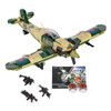 FANTASY&Co.Spitfire FighterJet Building Block with Pilot and Soldier Action Figures(331 pcs), WW2 Military Airplane, Present for Boys Age 6-12 & SetFans & Collectors,Compatible with Lego Planes Model