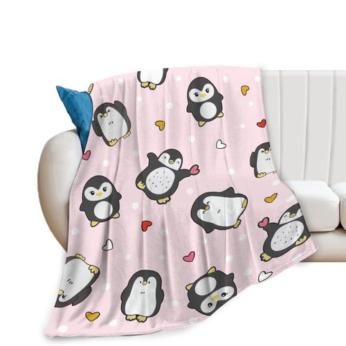 Penguin Blanket Penguin Fleece Throw Blanket Super Soft Warm Cozy Fuzzy Plush Cute Penguin Blanket Gifts for Girls Boys Kids Room Decor 40"X50"
