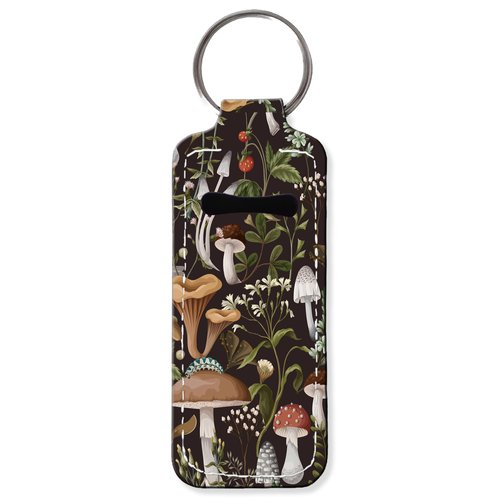 KLLRO RUO Chapstick Holder Keychain Fashion Lipstick Sleeve Lip Balm Portable Pocket Lip Gloss Tube Holder Clip-on Makeup Travel Accessories - Forest Mushroom