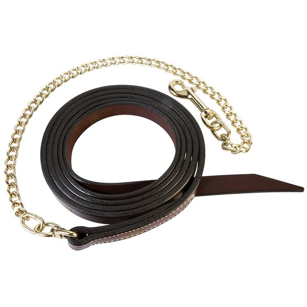 Weaver Leather Single-Ply Horse Lead with Chain Mahogany, 1" x 6' w/24" Chain