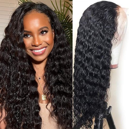 Siyun Show Deep Wave Lace Front Wigs Human Hair 22 Inch Deep Wave 13x4 HD Lace Frontal Wigs Human Hair 150% Density Deep Curly Wave Wig Brazilian Virgin Hair Wig Pre Plucked With Baby Hair