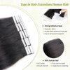 Yaki Tape in Hair Extensions Human Hair,Natural Black Hair Extensions Real Human Hair Yaki Straight Tape ins for Black Women,Invisible 20 Pcs Tape in Hair Extensions 14Inch 50G Double Sided Tape Hair