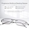 LJIMI Progressive Multifocal Reading Sunglasses for Men Women Trifocal Sun Readers Blue Light Blocking Glasses 3 Powers in 1 Rimless Eyeglasses Presbyopic Eyewear UV Protection Anti Blue Shades-1.0