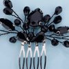 Teyglen Wedding Black Crystal Hair Comb Black Rhinestone Headpiece Bridal Black Hair Piece Wedding Hair Accessories for Women Girls Party Prom Festival