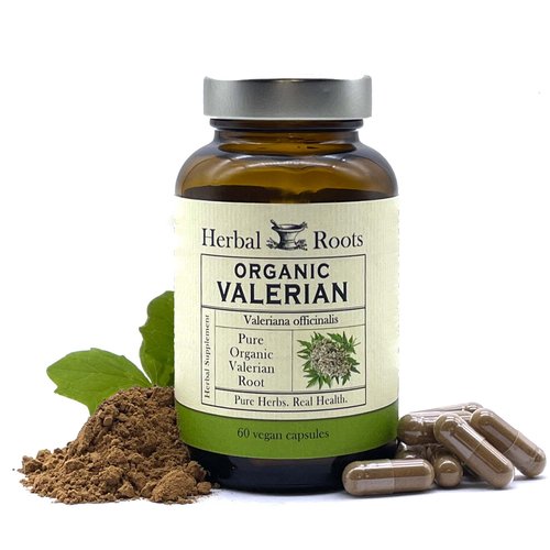 Herbal Roots Pure Organic Valerian Root Capsules - 900 mg - Non-Habit Forming with no Melatonin, ...