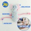 everyday joy Squeaky Dog Stuffed Animals Chew Toy - Crinkle Paper Tug of War Rope Plush Dog Toy - Soft Tough Squeaker Dog Entertainment Toys for Home Alone - Fun Boredom Busters for Dogs - Elephant