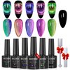 MIZHSE 9D Cat Eye Gel Nail Polish, Magnetic Cat Eye Gel Polish Set, 10ml*6 with 2 Magnets, Classic Colors Chameleon Magic Galaxy Effect Soak off Nail Art, Sparkle Stunning Gel Polish Gift for Women