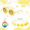 Cindeer 36 Pcs Retro Flower Sunglasses Daisy Flower Headbands Peace Sign Necklace Set, Groovy Party Decorations Hippie Costume Accessories 60s 70s Party Favors for Kids
