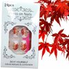 Thanksgiving Fall Press on Nails Medium Square Fake Nails Maple Leaf Orange Glitter Plaid Acrylic Nails Press ons Cute Autumn Leaves Design Full Cover Fall Coffin False Nails Stick on Nails for Women