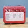 Compact First Aid Kit (228pcs) Designed for Family Emergency Care. Waterproof EVA Case and Bag is Ideal for The Car, Home, Boat, School, Camping, Hiking, Office, Sports. Protect Your Loved Ones. Red