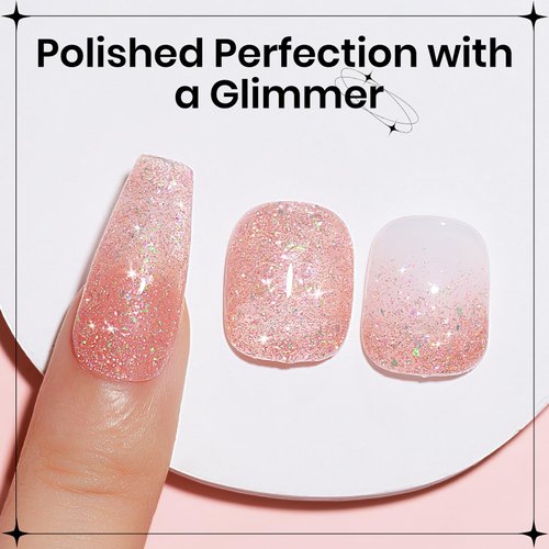 SUPWEE Glitter Gel Polish Sparkly Holographic Nail Polish Gel Rose Gold Reflective Gel Polish 15ml Soak Off UV Lamp Gel for Home DIY Manicure