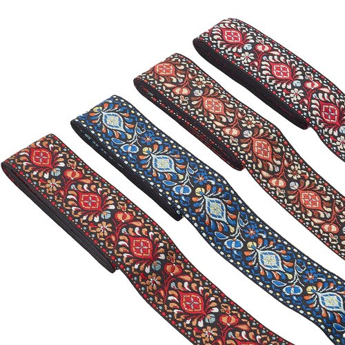 PH PandaHall 8 Yard 2 Inch Vintage Jacquard Ribbon, Emobridered Woven Ribbon Boho Jacquard Trim Floral Fabric Trim for DIY Clothing Accessories Handmade Bag Embellishment Decorations