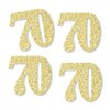 Gold Glitter 70 - No-Mess Real Gold Glitter Cut-Out Numbers - 70th Birthday Party Confetti - Set of 24