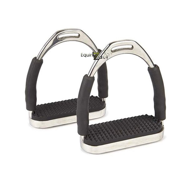 Equinez Tools Flex Stainless English Saddle Stirrups Iron Pads Knee Ankle Stress Pain Relief (4 3/4 Inch)