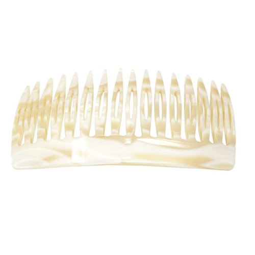French Amie Ivory Cream 16 Teeth Handmade Medium Celluloid Acetate Side Hair Comb
