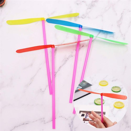 DOYIFun 40 Pcs Plastic Dragonfly Toy Bamboo-Copter Bamboo Dragonfly Toy Multi-Colored Great Party Favors for Kids