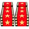 2 Pcs 13 x 72 Inch Movie Night Table Runner Red Movie Theme with Gold Star Design Movie Night Red Carpet Decoration for Movie Night Birthday Party Supplies（red）