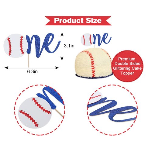 Baseball 1st Birthday Banner-1st Birthday Crown, Baseball Theme High Chair Banner, Cake Flag, All-Star Birthday, Our Little All-Star, Baseball 1st Birthday Decoration (Baseball Cake Topper)