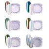 AIMEILI Pearl Chrome Nail Powder 6 Boxes Nail Art Manicure Powder Set, 1×0.5g Holographic Powder, 5×0.5g Chrome Nail Powder