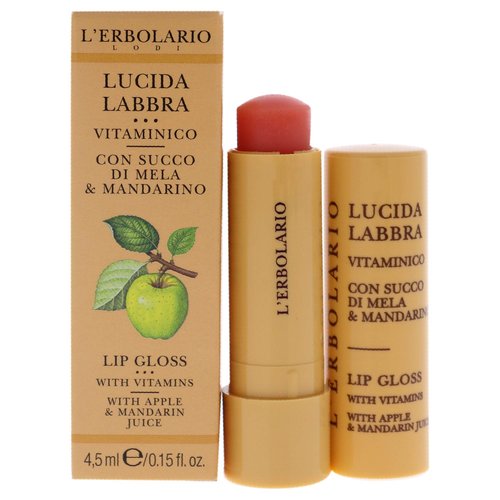 L'Erbolario Lip Gloss - Sweet Flavour of Fruit for Lips - Lip Gloss Enhances Shape and Colour - Hydrating Balm with Vitamins - Cruelty Free and Provides Softness - Apple and Mandarin Juice - 0.15 oz
