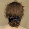 Xeahung 2 Pcs Hair Ribbon Bow Hair Clips Pink Ribbon Bow Clips for Women Bows Ribbon Hairpins Ponytail Barrettes with Bows Metal Clips Barrette Hair Bows for Toddler Girls Teens Adults (Black)