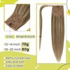 RUNATURE Human Hair Ponytail Extension Blonde Clip in Ponytail Hair Extension Dark Blonde Highlight Caramel Blonde Short Ponytail Human Hair Extensions Straight Pony Tails Hair Extension 12 Inch 70g