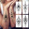TASROI 32 Sheets Sexy Black Lotus Temporary Tattoos For Women Girls Indian Tribal Lace Tatoo Sticker Neck, Mandala Flower Butterfly Rose Tattoo Temporary Dreamcatcher Elephant Henna Tattoo Kit Adults
