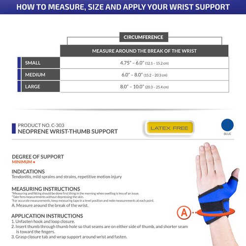 OTC Wrist-Thumb Splint, Wrap Style Support, Neoprene, Small