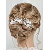 Heread Flower Bride Wedding Hair Pins Silver Leaf Bridal Hair Pieces Pearl Hair Accessories for Women and Girls(Pack of 3)