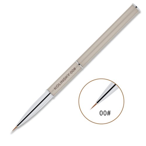 Beaute Galleria 1 Piece Kolinsky Sable Nail Art Liner Striping Brush, for Thin Fine Line Drawing, Detail Painting, Striping, Blending, One Stroke, Acrylic Nail Art Brush (Size: 00#)