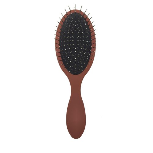 WeiLa Anti-Static Hair Brush Oval, Stainless-Steel Bristles Detangler for Wigs & Hair, ABS Handle (Jasper Red)