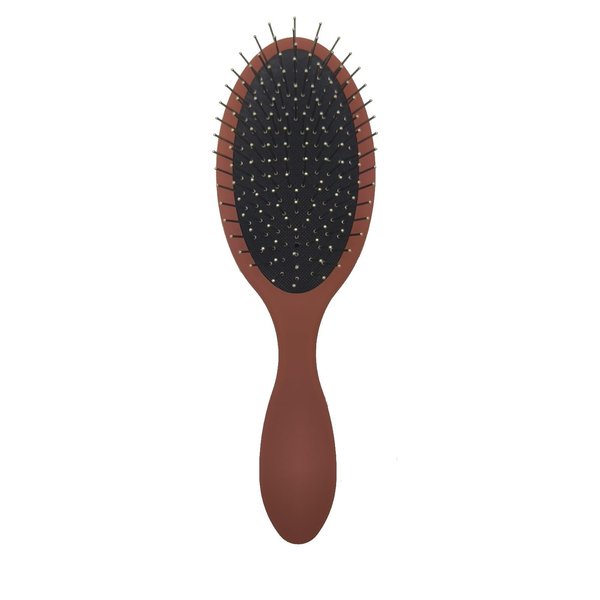 WeiLa Anti-Static Hair Brush Oval, Stainless-Steel Bristles Detangler for Wigs & Hair, ABS Handle (Jasper Red)