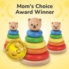 Bimi Boo Wooden Rainbow Stacking Rings for Toddlers - Ring Stacker Baby Toy with Roly-Poly Base - Montessori Early Counting Toy, Size Recognition Learning Activity - Ideal Baby Gift (5 Rings)