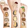 Cute Hedgehog Temporary Tattoos 10 Sheets 100 PCS Hedgehog Party Decorations Favors Supplies Theme Birthday Stickers Gifts for Boys Girls Kids Class School Prizes Carnival Christmas
