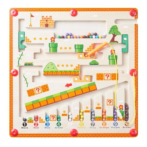 Kaxanpi Magnetic Color and Number Maze, Montessori Fine Motor Toys for 3+ Year Old, Wooden Magnet Puzzle Board, Educational Learning Toy for Toddlers