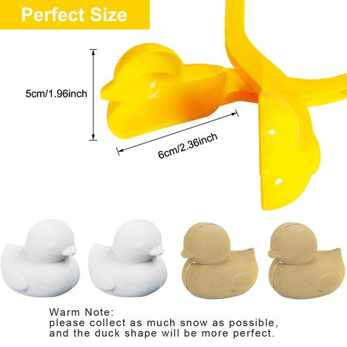 BravOne 4 Pcs/Set Snowball Maker Clips, Duck Shaped Snow Ball Maker Clips Clamps Outdoor Winter Play Snow Toys Plastic Sand Molds Clay Tools for Kids Adults Snowball Fight Beach Player (Duck)
