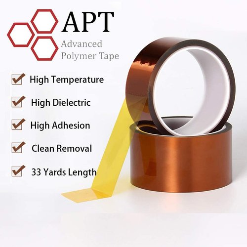 APT, 1 mil Thick Polyimide Adhesive Tape, HighTemperature and Heat Tape, for Masking, Soldering, Electrical, 3D Printer Application. (1" x 36 yds)