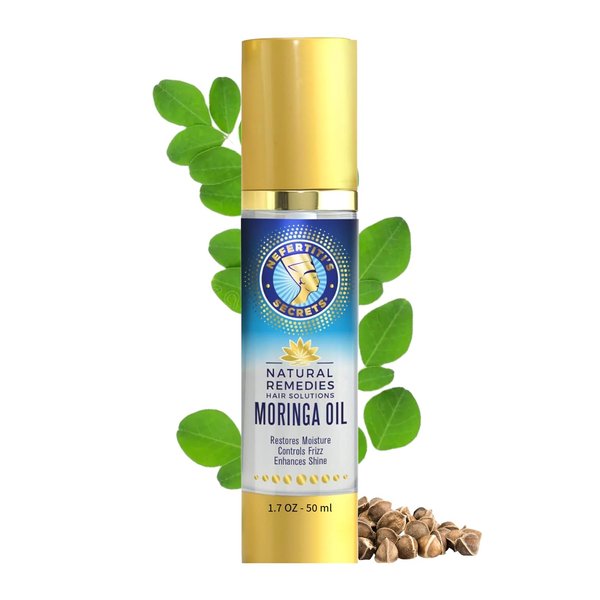 Nefertiti Secrets Moringa Oil Organic Hair Growth - Wild Pure Rosemary Hair Oil for Nourishment, Rejuvenate & Moisturize - Curly Secret Hair Products - 1.7 Ounce / 50 mL