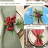 Angel Isabella Christmas Collection Napkin Rings - Cloth Napkin Holder For Table Setting, Pinecone Napkin Rings with Berries Accessories & Decor to Match Holiday Dinner Dining Table Top- Set of 6