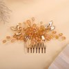 Rumtock Champagne Rhinestones Beads Gold Hair Comb Side Headpiece for Wedding Brides Women Girls Handmade Hair Accessories (Champagne)